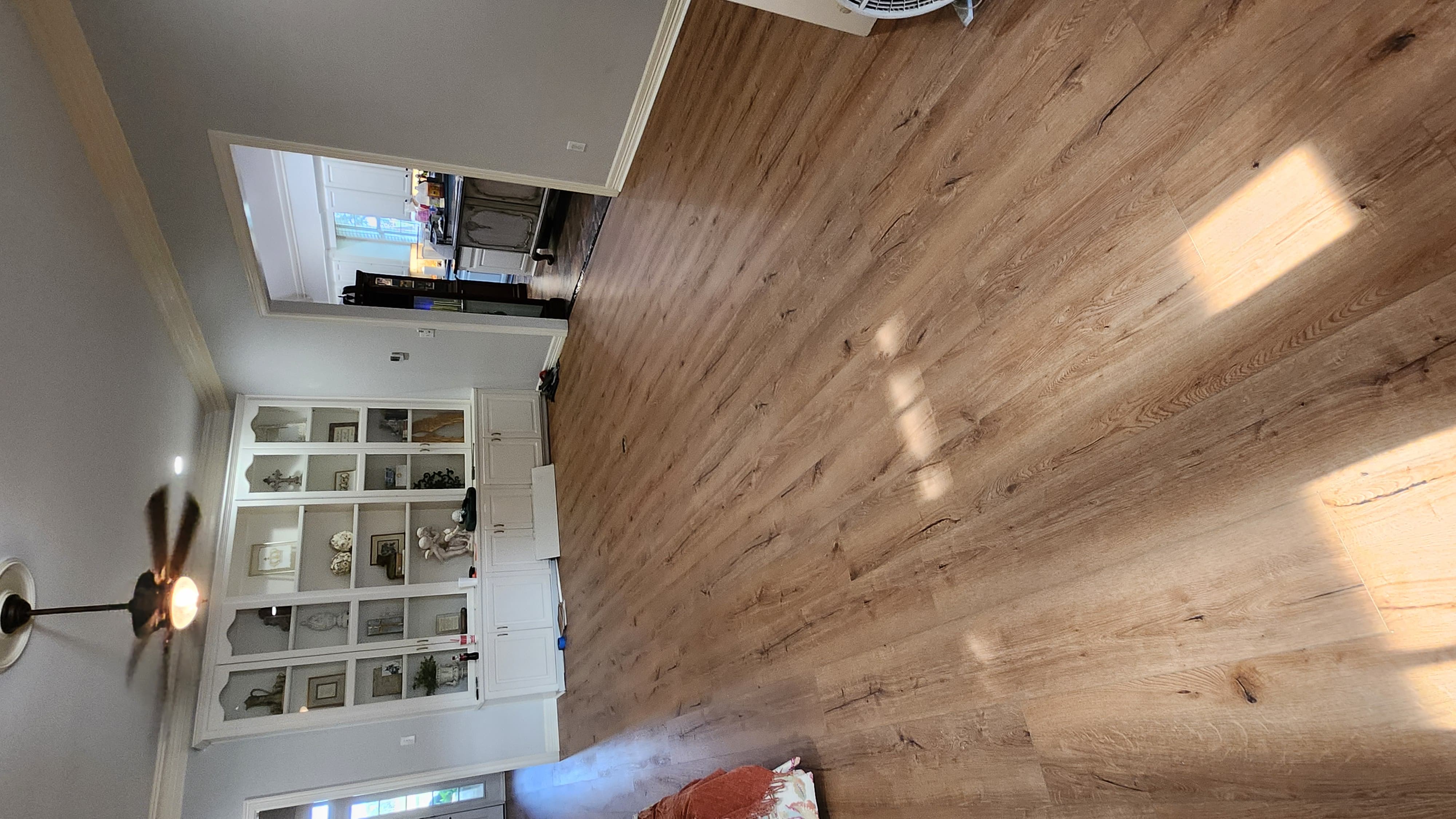 Close-up of oak plank hardwood being installed with precise seams